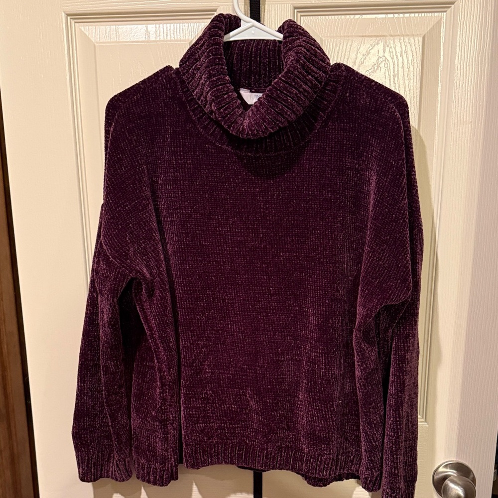 Time and Tru Deep Purple Cowl Neck Sweater